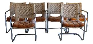 Mid Century Modern Chromcraft Woven Rush Rattan Chrome Dining Chairs Set Of 6 On Chairish Com Dining Chairs Chair Dining Chair Set