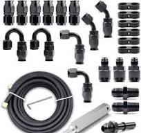 6AN Fuel Line Kit, 6AN Nylon Braided Fuel Line Hose Fitting Kit PTFE 20FT  Black