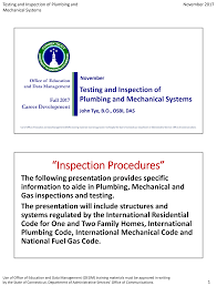 Maybe you would like to learn more about one of these? Https Portal Ct Gov Media Das Oedm 2017 Cd Ho Fa 17 Testing And Inspection Procedures For Plumbing And Mechanical 2 Slide Handouts Pdf La En