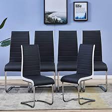 Not available for pickup and same day delivery. Buy Dining Chairs Set Of 6 Modern Dining Chairs With Chrome Legs Faux Leather Dining Room Chairs Kitchen Chairs Comfortable Side Chairs Of 6 Pieces Black Online In Turkey B08hrwztsh
