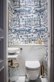 How to choose bathroom wallpaper? 25 Chic Ways To Use Wallpaper In A Guest Bathroom Bathroom Interior Design Bathroom Interior Beautiful Bathrooms