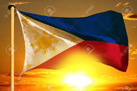 The national flag of the philippines consists of a bicolor blue and red with a white triangle at the hoist side. Philippines Flag Weaving On The Beautiful Orange Sunset Background Stock Photo Picture And Royalty Free Image Image 131945709