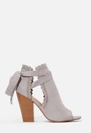 just for fun scalloped open toe bootie in gray get great