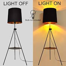 Tripod floor lamps tripod table lamp fantasy gifts wooden screen nautical lamps tripod table lamp video shelf lavish home. Tripod Floor Lamp With Shelves Linen Black Gold Lampshade Uplighter Nordic Modern Adjustable Tall Standing Led Light E26 Bulb For Living Room Bedroom Corner Contemporary Industrial Spotlight No Bulb Pricepulse