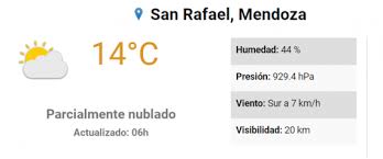 El pronóstico del tiempo para la ciudad de villa maría del río seco, indica que este lunes 21 de junio el cielo estará con neblina por la mañana y la temperatura rondará entre 2 grados. El Pronostico Del Tiempo Para Este Fin De Semana Diario San Rafael