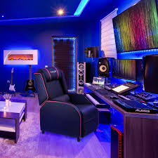 Homall Gaming Recliner Chair With Pu Leather Black Blue Walmart Com Gamer Room Decor Video Game Room Design Game Room