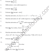 231 2 4 xx fx x 6. Cbse Class 11 Limits And Derivative Worksheet C