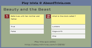 Share this · what is the name of belle's horse? Trivia Quiz Beauty And The Beast