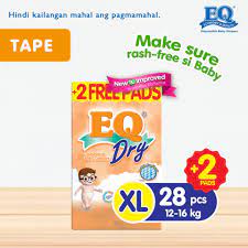 Eq Dry Xl 12 16 Kg 28 Pcs X 1 Pack 28 Pcs Tape Diapers Lazada Ph