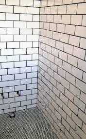 Black And White Penny Tile Subway Tile Wall Penny Round Tile Floor Dark Grout For Walk In Shower Shared Bath For Bo Tile Walk In Shower White Subway Tile Shower Penny Round Tile Floor