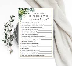 If they agree, you choose either the bride or groom. How Well Do You Know The Bride And Groom Greenery Bridal Shower Game Printable Who Knows The Couple Best Wedding Trivia Instant Download B84 By Strawberry Party Print Catch My Party