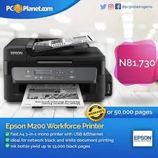 Share the efficiency of the epson m200 with more devices on a network through ethernet connectivity. Pcplanet Com On Twitter Epson M200 Workforce Printer For Home And Office Use With Ink Bottle Yield Up To 13 000 Black Pages Print Easily Using Wifi And Usb Call 08140000114 08170000014 Https T Co Wiyevaxxdb