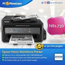 To ensure that your specific networking equipment and all settings will work properly with your epson printer, please reach out to the manufacturer directly for further assistance. Pcplanet Com On Twitter Epson M200 Workforce Printer For Home And Office Use With Ink Bottle Yield Up To 13 000 Black Pages Print Easily Using Wifi And Usb Call 08140000114 08170000014 Https T Co Wiyevaxxdb