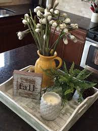 Love This Decor Idea For A Kitchen Island Or Peninsula Tray Makes It Easy To Move Out Kitchen Table Centerpiece Kitchen Island Centerpiece Kitchen Table Decor