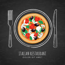 Le Dessin Italien De Pizza Et De Main Decrivent Le Plat La Fourchette Et Le Couteau D Aquarelle Sur Le Fond Noir Texturise De Ta Illustration De Vecteur Illustration Du Couteau Dessin