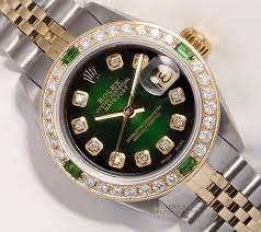 Rolex Lady Datejust 26mm Two Tone 18k Emerald Diamond Bezel-green Vignette Diamond Dial Rolex Watches Rolex Watches Women Womens Watches Luxury