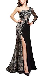 Amazon Com Butmoon Women S Formal One Shoulder Long Side Split Evening Gowns Black Us4 Clothing Evening Gowns Formal Evening Gowns Prom Dresses