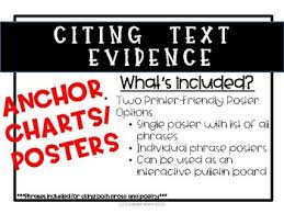 Citing Text Evidence Anchor Charts Bulletin Board Posters Sentence Starters