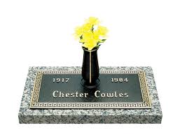 6″ x 6″ x 8″. Classic Design Single Bronze Grave Marker With Vase