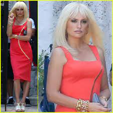 The actress unveiled the new look on social media. Penelope Cruz Is A Blonde Bombshell In Red For Versace Edgar Ramirez Penelope Cruz Ricky Martin Television Just Jared