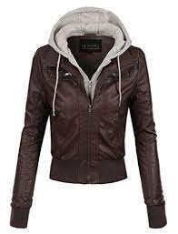 Ne People Womens Premium Fitted Faux Leather Zip Up Moto Jacket You Can Find More Detai Leather Jacket With Hood Leather Jackets Women Leather Look Jackets