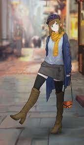 Safebooru 1girl A Hat In Time Absurdres Bag Blurry Boots Brown Hair Cabbie Hat Contemporary Depth Of Field Ex A Hat In Time Skirt And Thigh Highs Cabbie Hat