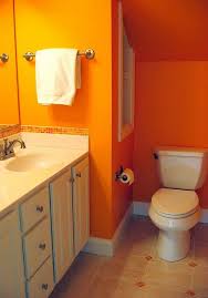 Bright Orange Bathroom Orange Bathrooms Orange Bathroom Paint Tile Bathroom