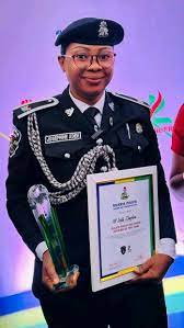 FCT PPRO Josephine Adeh with her award as the Public Relations Officer of  the year 2024. She expressed her gratitude to the leadership of the Nigeria  Police Force for finding her worthy