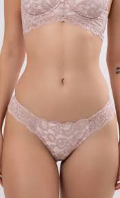 Calcinha em Renda Semi Fio Blush-Nude