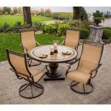 Hanover Monaco 5 Piece Patio Outdoor Dining Set Monaco5pcsw The Home Depot Outdoor Stone Fireplaces Outdoor Dining Set Patio Dining Set