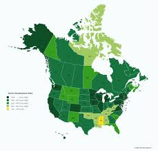 List Of U S States Canadian Provinces By Human Development Index Vivid Maps Infographic Map Human Development Index World Geography