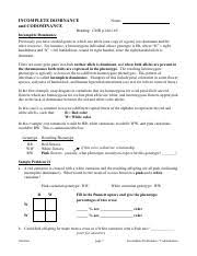 Show the genotypes for both the parents and the offspring to support your answer. Ch 14 Incomplete Dominance And Codominance Practice Problems Pdf Incomplete Dominance And Codominance Name Reading Cmr P 168 169 Incomplete Dominance Course Hero