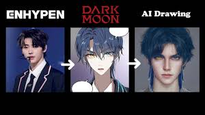 A.I draws Dark Moon(ENHYPEN Webtoon) characters - YouTube
