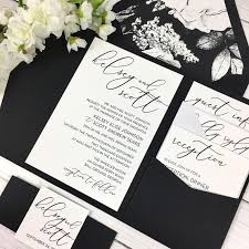 Pocket Wedding Invitations Black And White Wedding Etsy Pocket Wedding Invitations Black And White Wedding Invitations Black Tie Wedding Invitations
