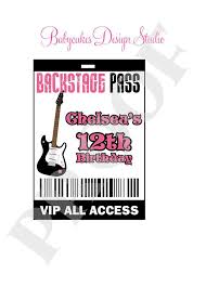 Rockstar Vip Backstage Pass Party Printable Choose Your Color Etsy Diy Prints Words Templates