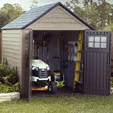 Sheds Garages Outdoor Storage The Home Depot We build the custom lawn mower storage sheds that homeowners use to keep their heavy equipment safe and protected from the elements.