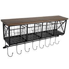 If you choose one with hooks, you'll even have a dedicated spot for your favourite coffee or teacups. Wall Shelf With Metal Baskets Hooks Hobby Lobby 263558