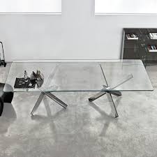Aikido Two Bases By Sovet An Ultra Modern Dining Table With A Rectangular Glass To Glass Dining Room Table Glass Dining Table Contemporary Glass Dining Table