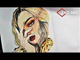 رسم فتاه تضع يدها على وجهها بطريقه سهله جدا بالالوان المائيه للمبتدئين تعليم الرسم youtube girl drawing drawings art