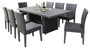Best seller in patio bar tables. Belle Rectangular Outdoor Patio Dining Table With 8 Armless Chairs Espresso Tropical Outdoor Dining Sets By Tk Classics Houzz
