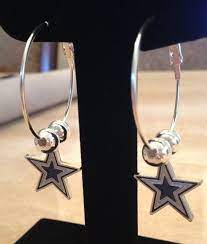 Dallas Cowboys Charm On Small 1 1 4 Inch Hoop Earrings With 2 Silver Metal Beads Dallas Cowboys Gear Dallas Cowboys Fans Dallas Cowboys