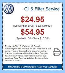 News Volkswagen Oil Change Coupons