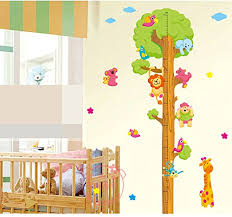 Jungle Zoo Tree Growth Chart Height Chart Wall Sticker Wallpaper Wall Decor For Kids Children Room