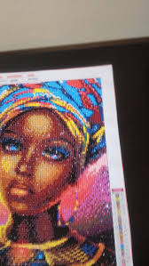 Finished Diamond Art African Woman With Multicolor Headwrap