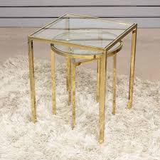 G plan nest of tables: Geo Gold Nesting Tables Clear Glass Top Coffee Table Desk Living Room Furniture Ebay