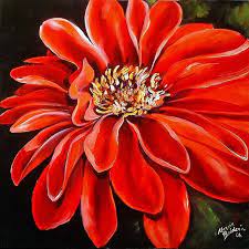 A Red Daisy Day Daisy Painting Flower Art Flower Artwork