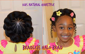 This dutch halo braid is such a great staple hairstyle! Easy Braidless Halo Braid For Beginner Kids Natural Hairstyle