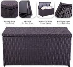 30.375'' h x 67'' w x 33.25'' d; Buy Sundale Outdoor Storage Box 60 Gallon Wicker Patio Deck Boxes With Lid Outdoor Cushion Storage Container Bin Chest For Kids Toys Pillows Towel Aluminum Frame Black Online In Turkey B01n1si3fh