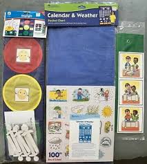 Lot Of 3 Pocket Charts Calendar Weather Stoplight Story Building Ebay