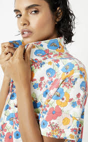 Sincerely Jules For Bandier Fern Short Sleeve Button Down Sweatshirt